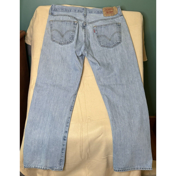 Levi Strauss 501 Jeans, Men's Size 36X29 (34X27 1/2) , Button Up, Blue Denim - Picture 2 of 12